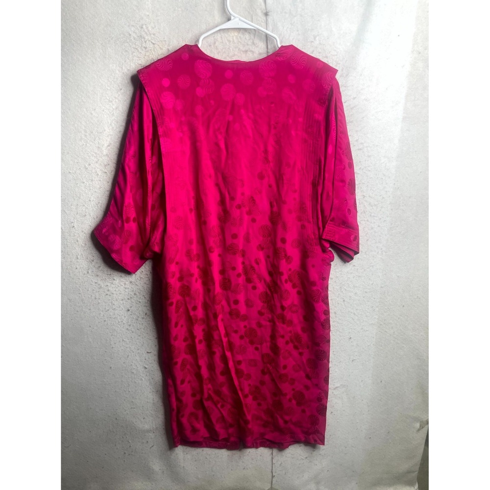 Vintage Mark Alexander Shirt Dress Womens 10 Pink Silk Long Sleeve Button Front